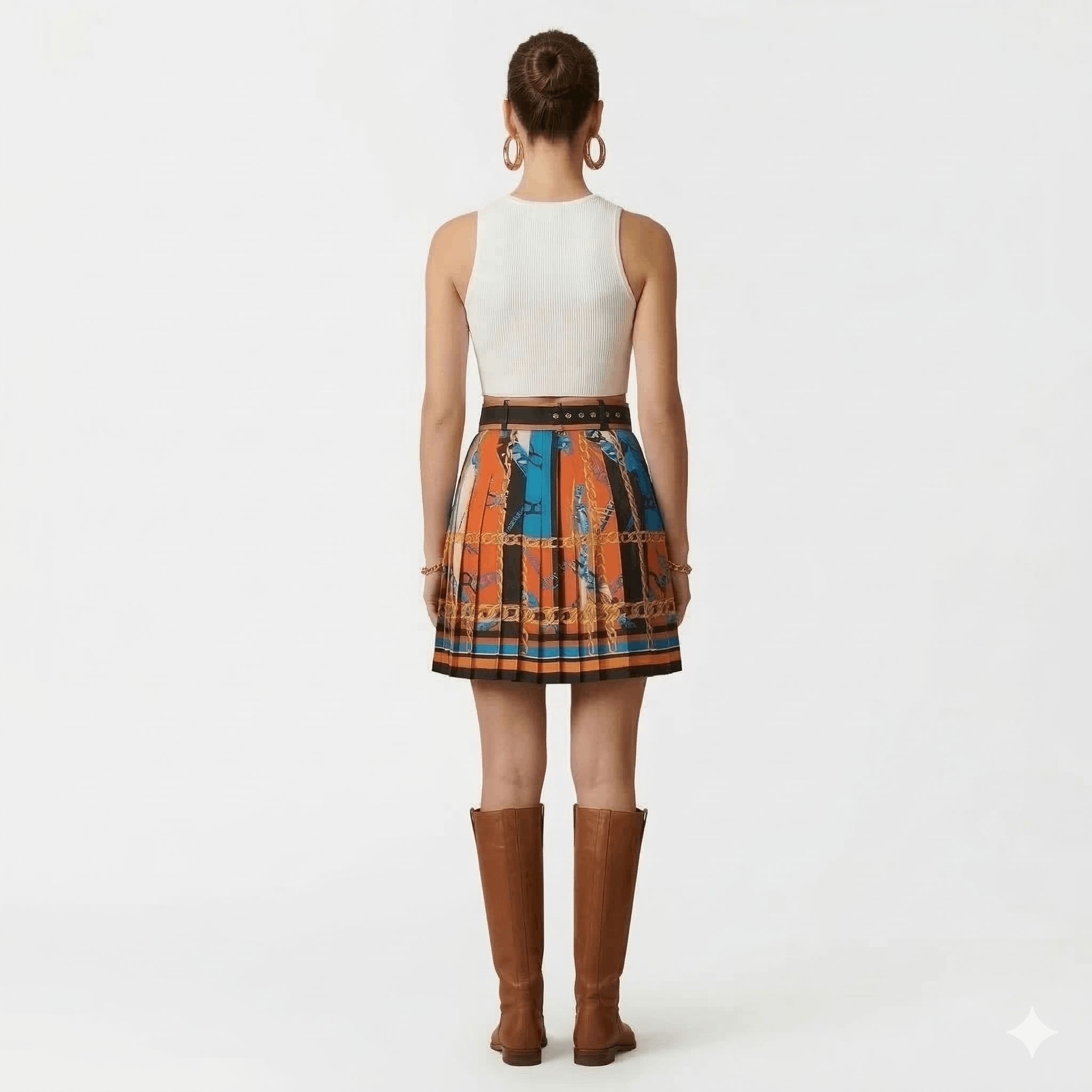 Zara Zara Belted Chain Print Pleated Mini Skirt Size XS / US 0-2 / IT 36-38 - 5 Thumbnail