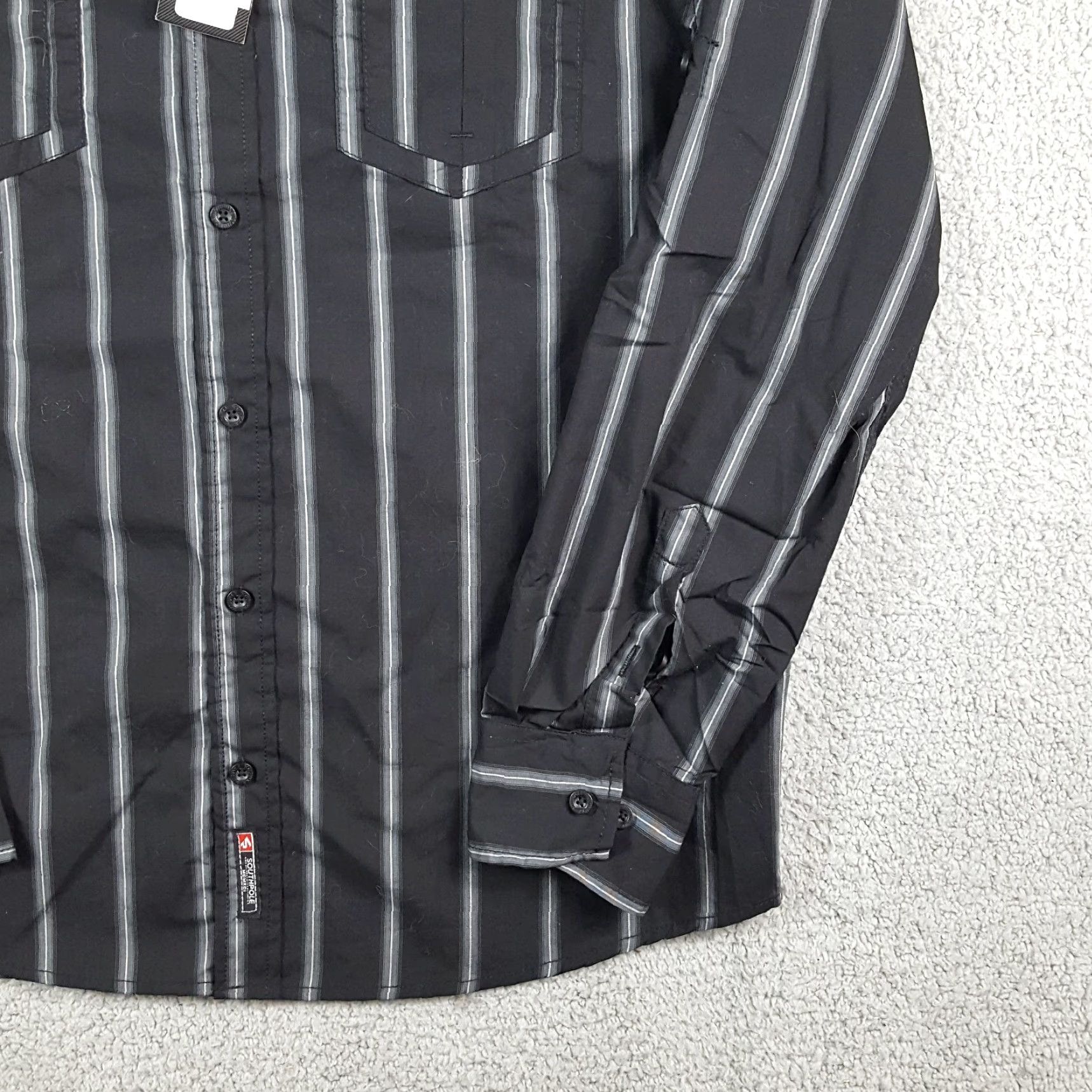 Southpole VINTAGE Y2K Southpole Black Striped Button-Up Shirt XL Mens Grunge Preppy Collared Retro Surf 90s Size US XL / EU 56 / 4 - 3 Thumbnail