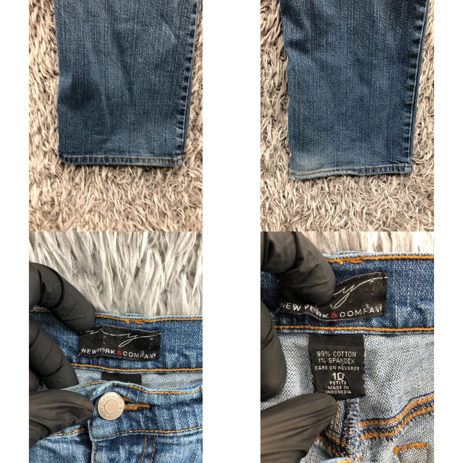 Vintage New York & Company Jeans Petite Womens Size 10P Medium Wash Blue Denim 5-Pocket Regular Fit Straight Zipper Button NY&C Size 32" / US 10 / IT 46 - 8 Thumbnail