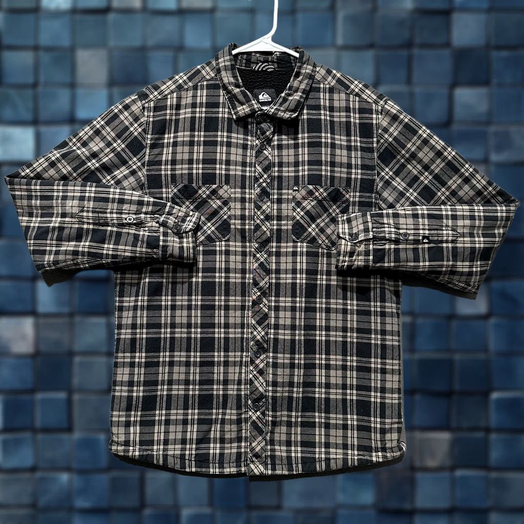 Quiksilver Quiksilver Shirt Mens Large Black Beige Plaid Flannel Button Up Size US L / EU 52-54 / 3 - 1 Thumbnail