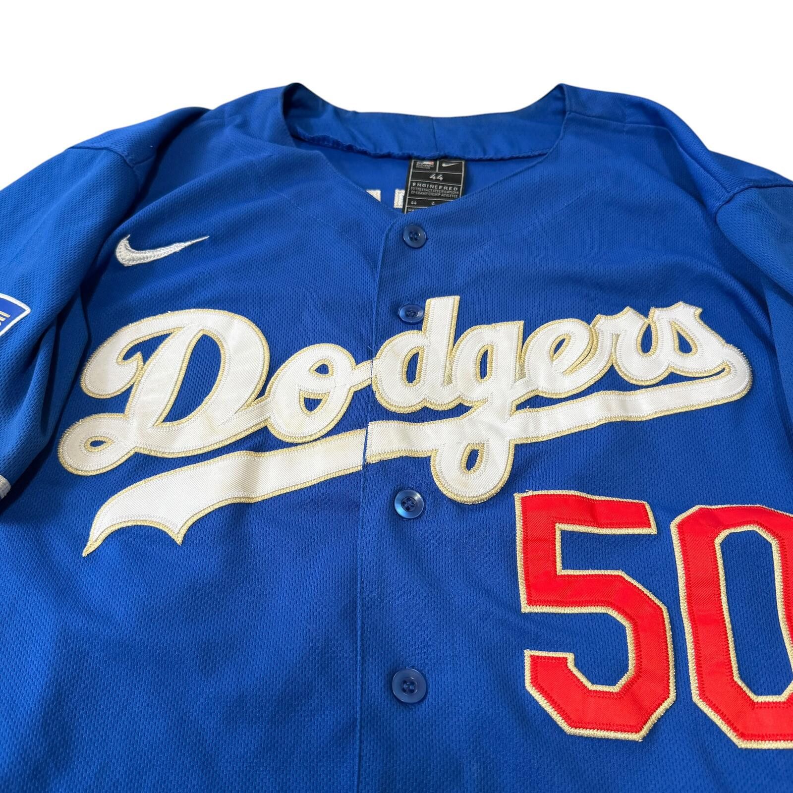 Nike Mookie Betts Nike LA Dodgers 2020 World Series Jersey GOLD Size US L / EU 52-54 / 3 - 3 Thumbnail