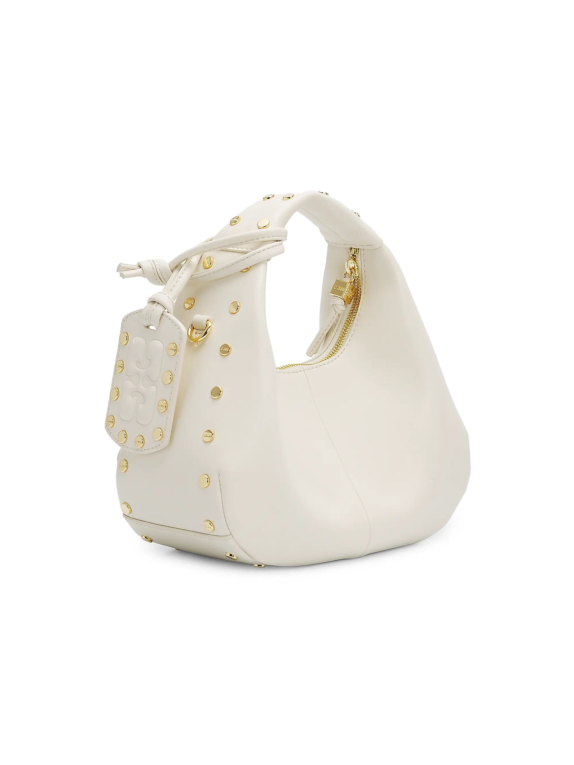 Ganni os11x0526 Size: OS / Mini Studded Hobo Bag in Ivory Size ONE SIZE - 3 Thumbnail