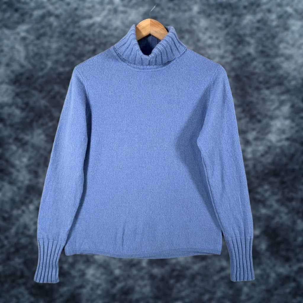 Vintage VINTAGE Geneva Sweater Womens L Blue 100% Cashmere Slim Turtleneck Raglan Pullover Knit Shirt Mens? Size L / US 10 / IT 46 - 1 Thumbnail