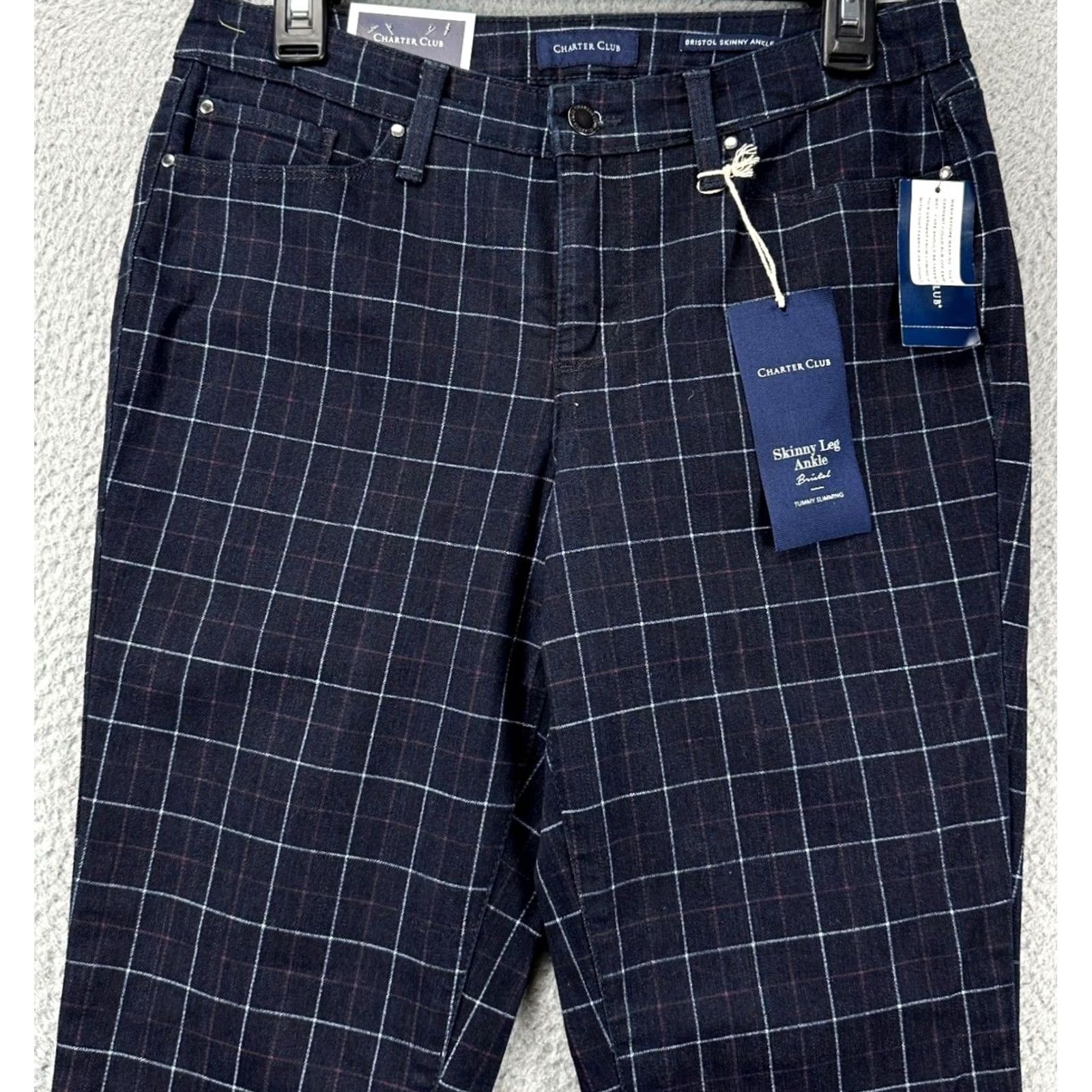 Charter Club Charter Club Jeans Women 6 Bristol Blue Check Skinny Ankle Denim NEW Size 28" / US 6 / IT 42 - 3 Thumbnail