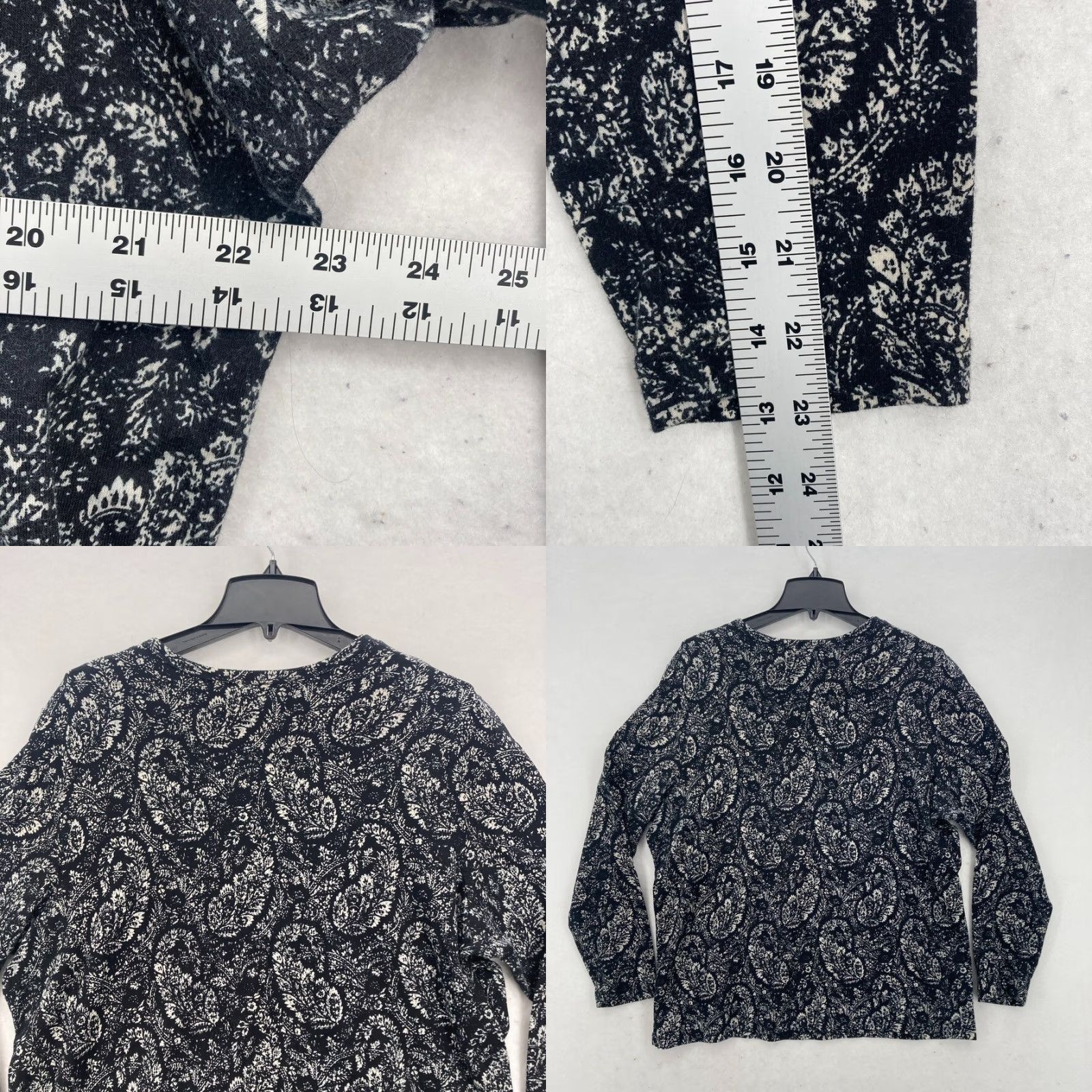 Ralph Lauren Lauren Ralph Lauren Women's Black Paisley Long Sleeve Cotton Knit Top Size 2X Size XXL / US 16-18 / IT 52-54 - 8 Thumbnail