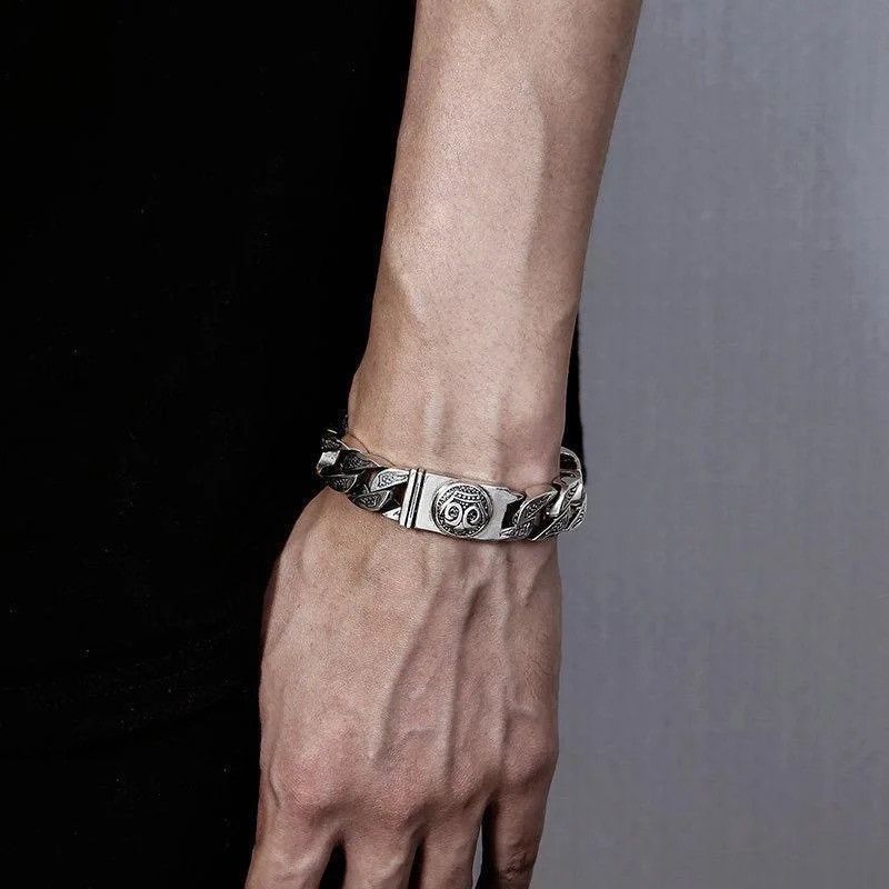 Jewelry S925 Silver Locomotive Latch Horsetail Woven Bracelet Size ONE SIZE - 3 Thumbnail