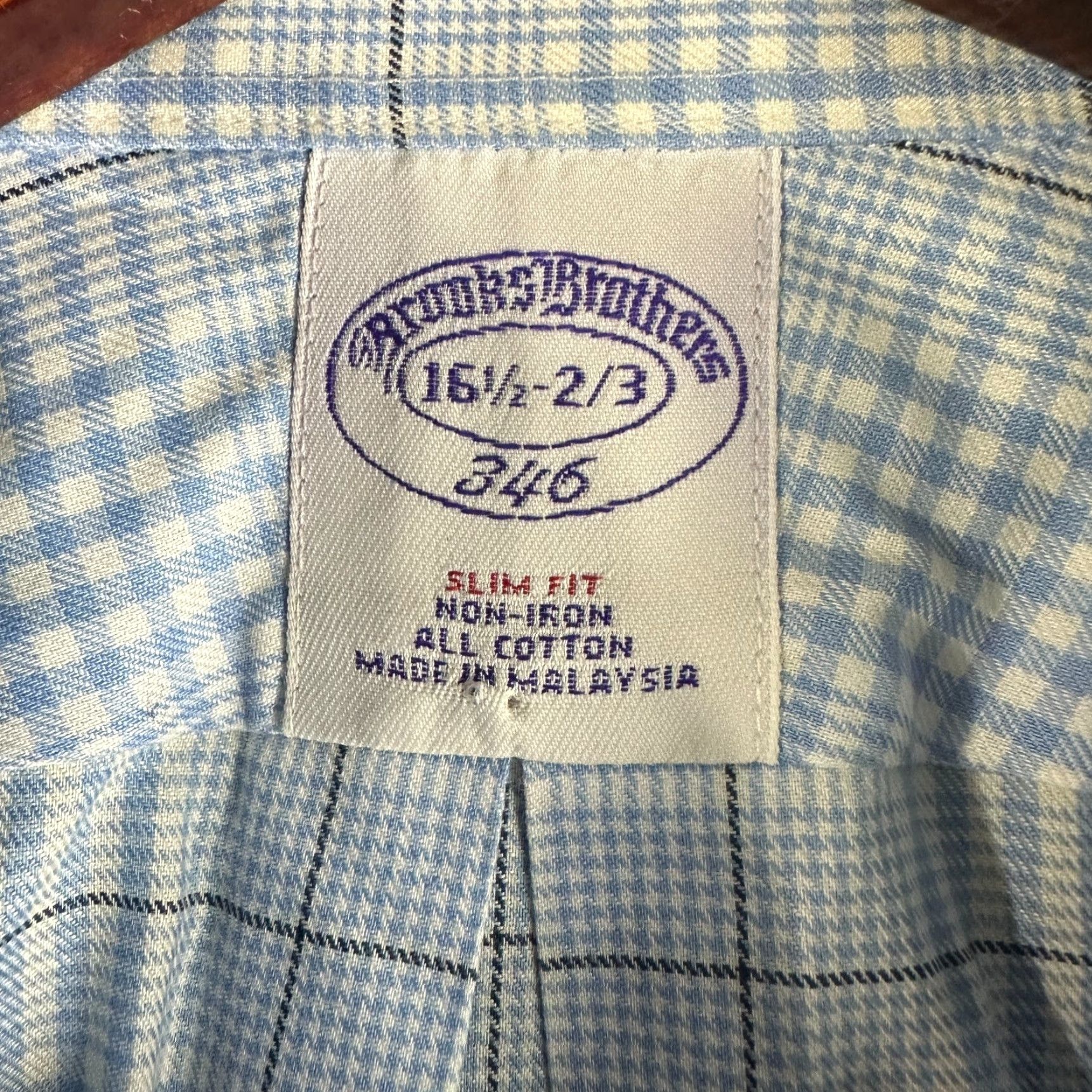 Brooks Brothers Brooks Brothers 346 Shirt Mens 16.5 Slim Non-Iron Blue Plaid Cotton Button-Up Shirt Size US XL / EU 56 / 4 - 5 Thumbnail