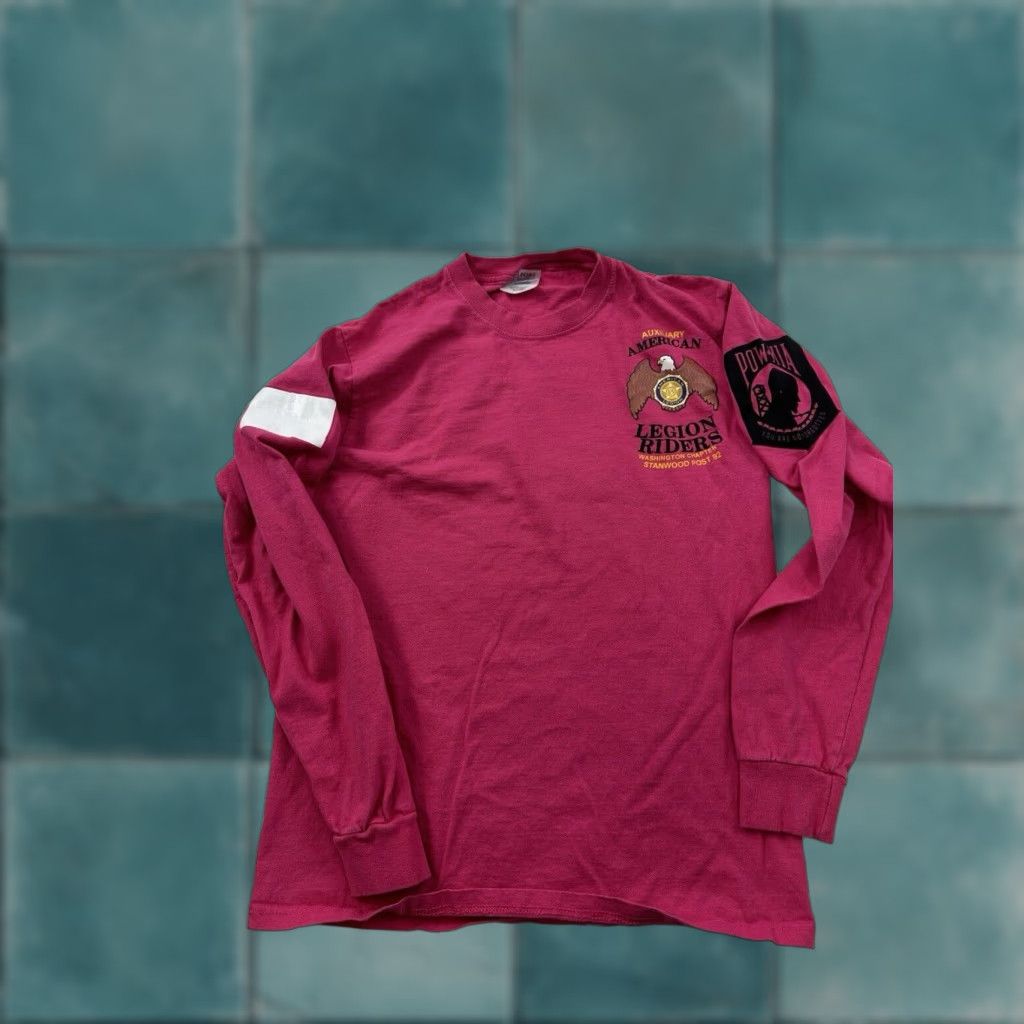 Port & Company VINTAGE American Legion Riders Shirt Unisex Adults Long Sleeve Pink M Size US M / EU 48-50 / 2 - 1 Thumbnail
