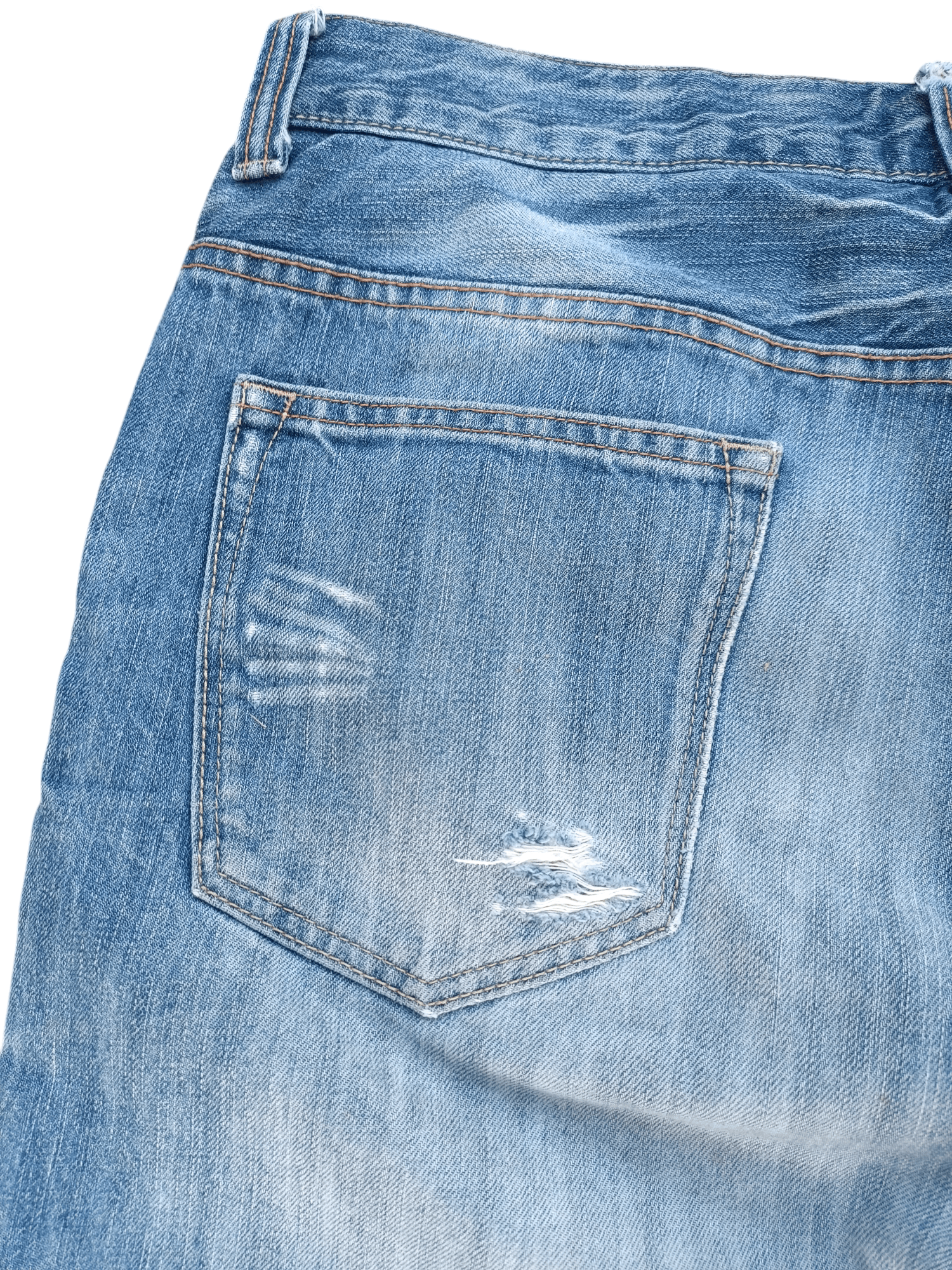 Japanese Brand Navy Produce Distressed Whiskers Faded Denim E206 Size US 34 / EU 50 - 15 Thumbnail