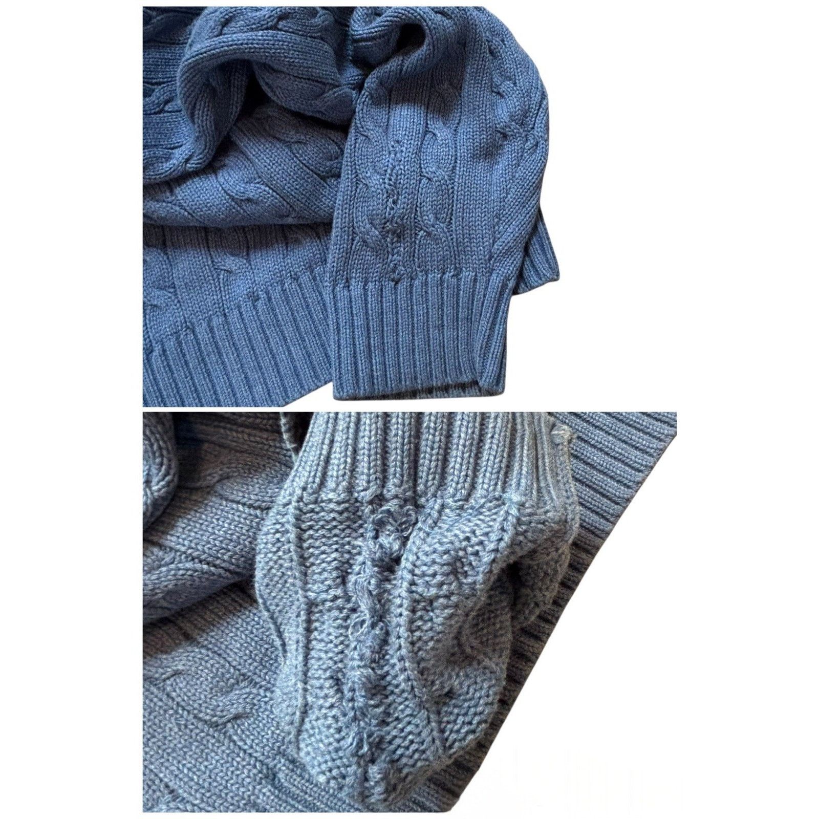 Lands' End Land's End Cable Knit Cotton Lt Blue Crew Neck Sweater XL Size US XL / EU 56 / 4 - 7 Thumbnail