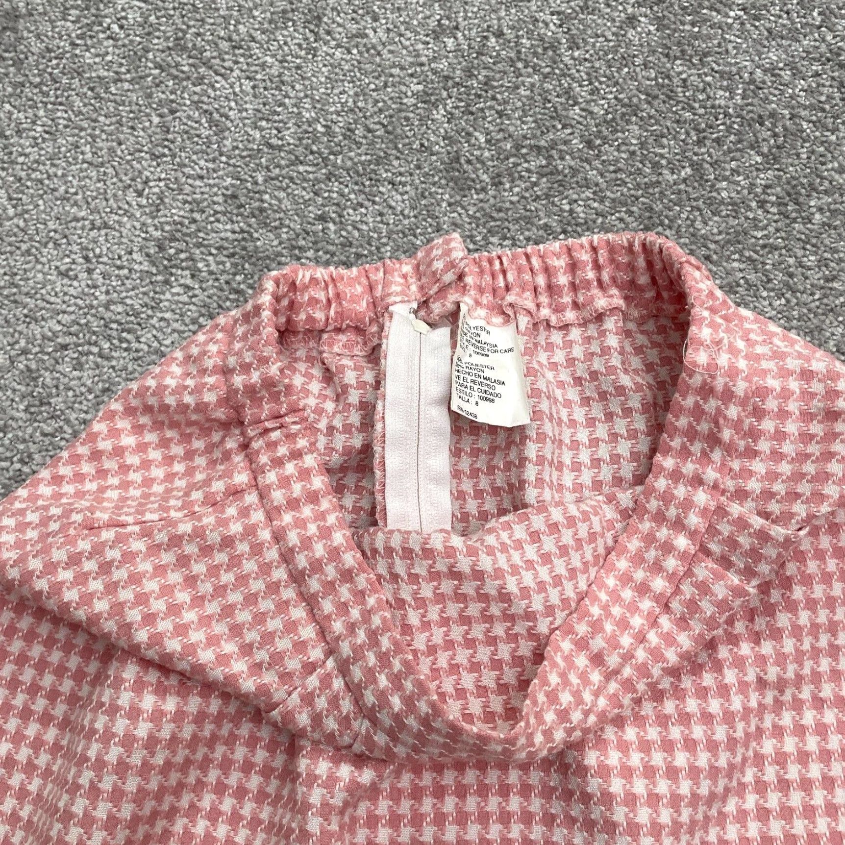 Vintage Unbranded Midi Straight Skirt Women 8 Pink White Check Houndstooth Elastic 24x24 Size 30" / US 8 / IT 44 - 4 Thumbnail