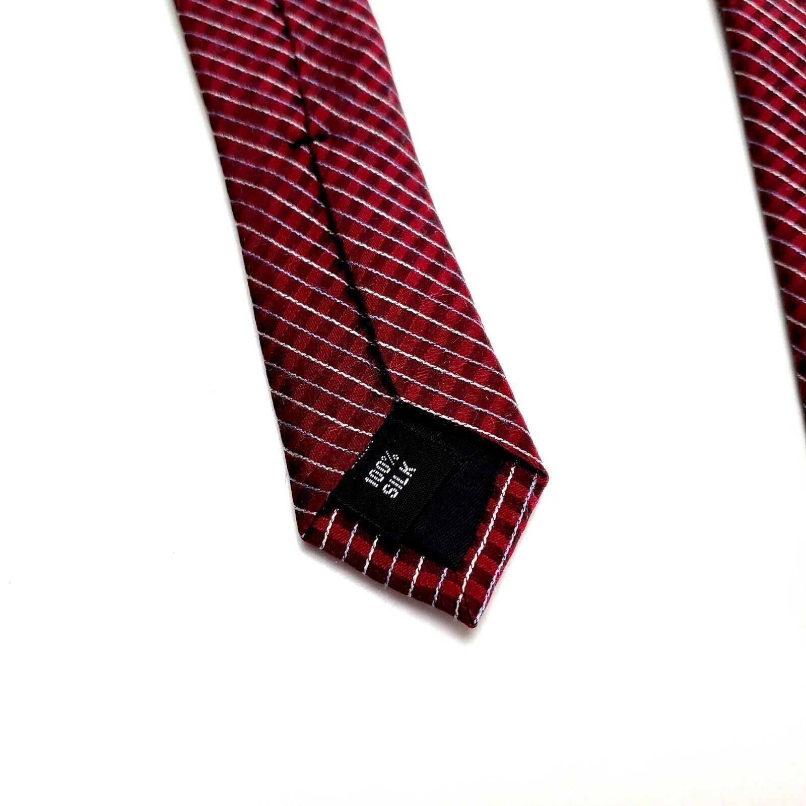 Calvin Klein Calvin Klein Silk Tie Woven Red Plaid Size ONE SIZE - 4 Thumbnail
