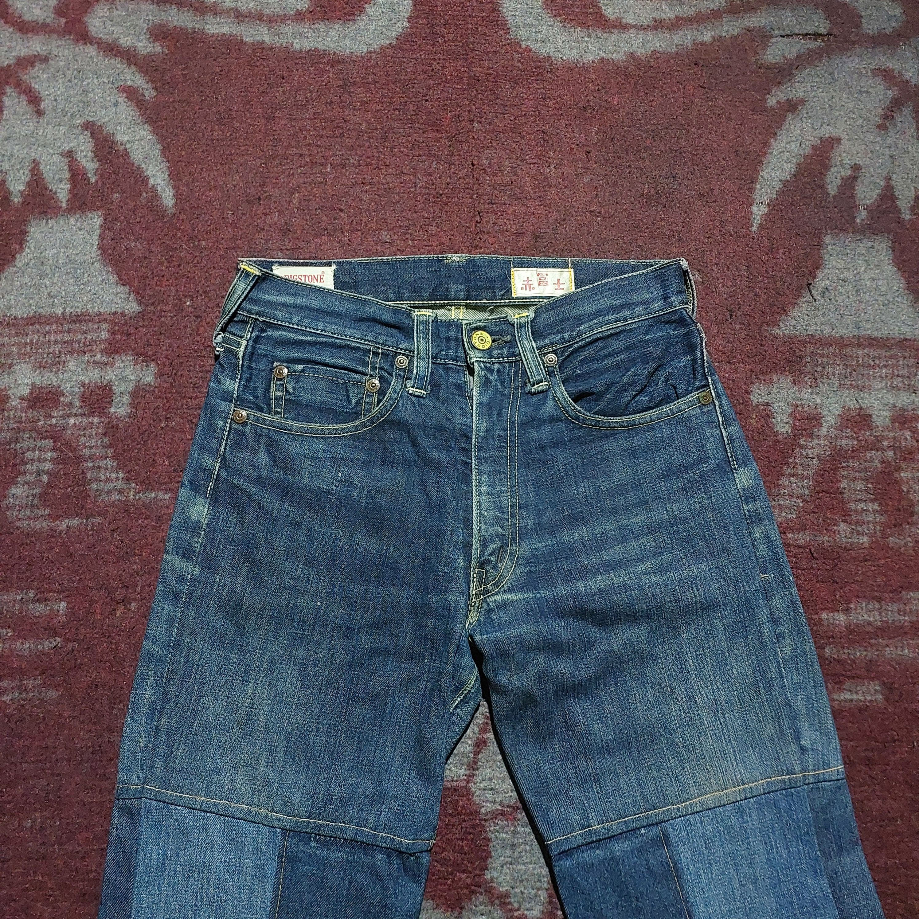 GOA Vintage Bigstone Genuine indigo denim bell bottom jeans Size US 28 / EU 44 - 3 Thumbnail