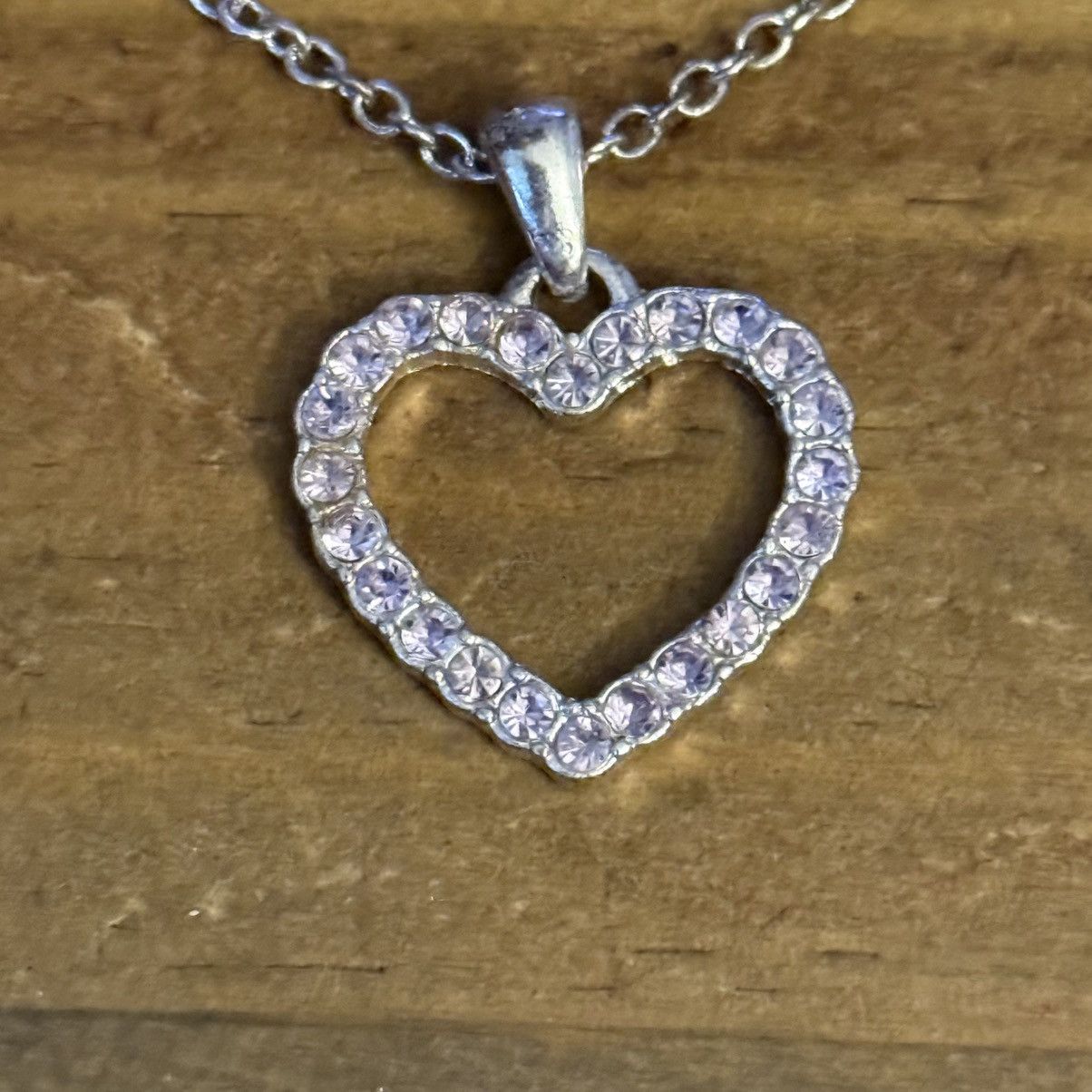 Other Silver rhinestone heart pendant necklace and earrings set Size ONE SIZE - 2 Thumbnail