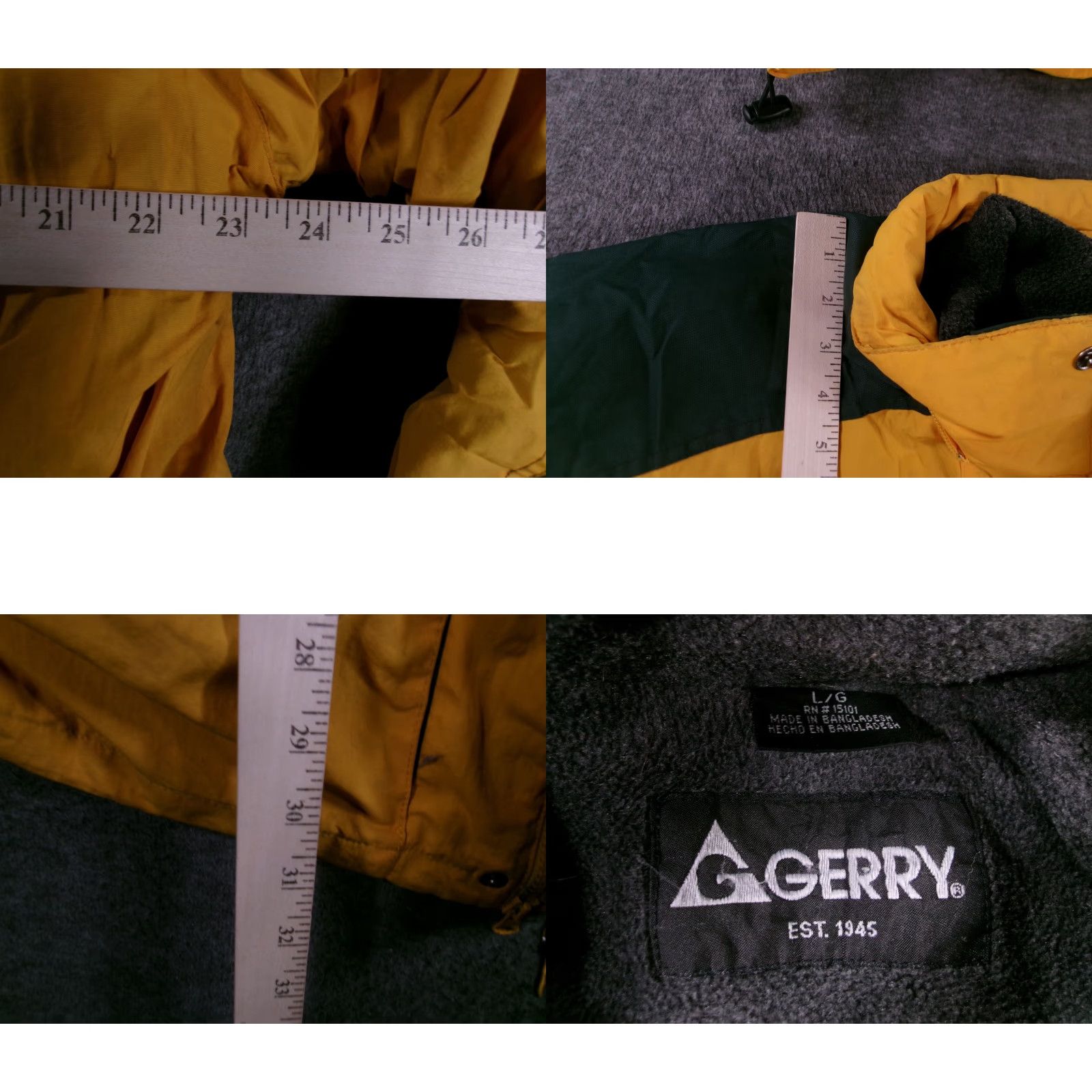 Vintage Gerry Jacket Mens L Yellow Green Hooded Parka Fleece Lined Winter Coat Zip Size US L / EU 52-54 / 3 - 8 Thumbnail