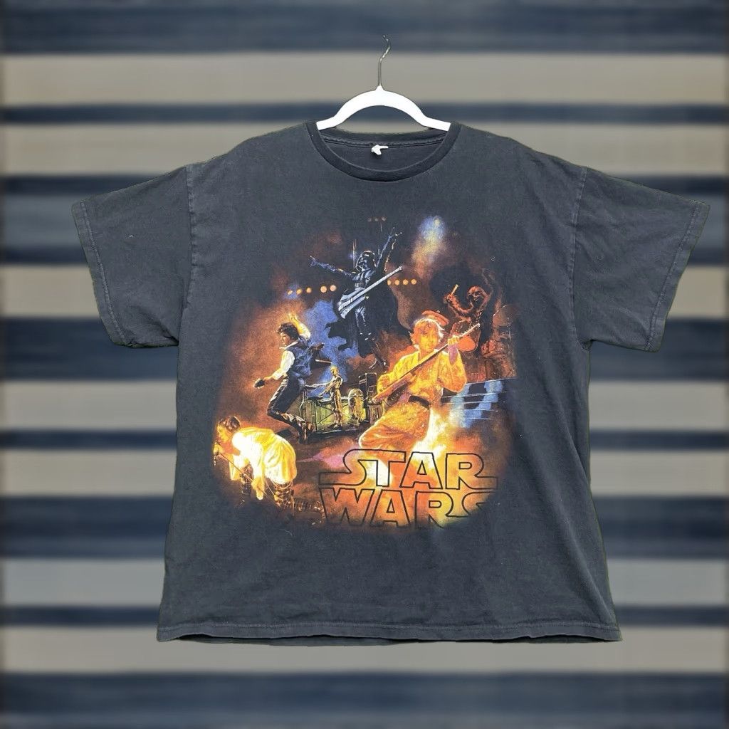 Star Wars VINTAGE Star Wars Shirt Mens XL Black Graphic Print 90s Retro Luke Skywalker Darth Vader R2-D2 Han Solo C3PO Music Size US XL / EU 56 / 4 - 1 Thumbnail