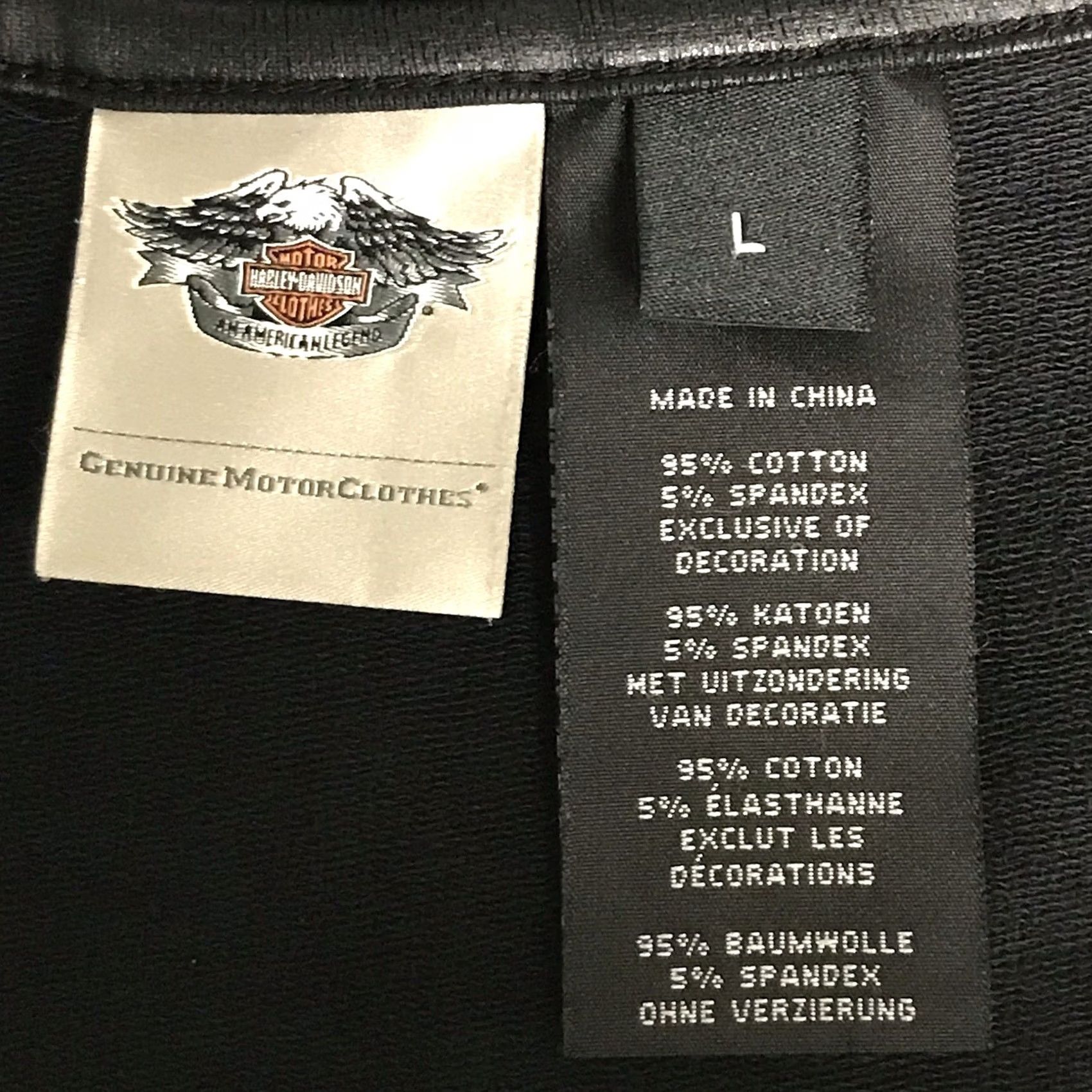 Harley Davidson Harley-Davidson Women Black On Black Trim Lace-Up Back Zip Short Sleeve Top L Shirt Blouse Size L / US 10 / IT 46 - 3 Thumbnail