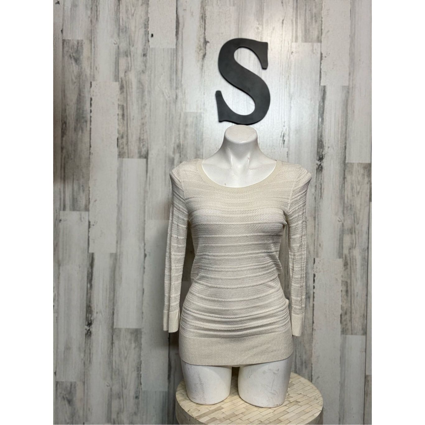 Banana Republic Banana Republic Cream Open Knit Long Sleeve Sweater Tunic To Size S / US 4 / IT 40 - 1 Thumbnail