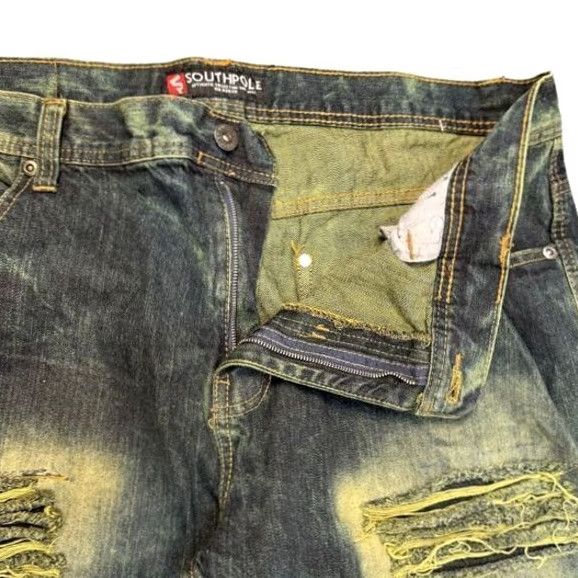 Southpole VINTAGE Southpole Jeans Mens 40x32 Distressed Acid Wash Skater Baggy Denim Cotton Wide-Leg 90s Rock Hip Hop Band Mens Size US 40 / EU 56 - 2 Thumbnail