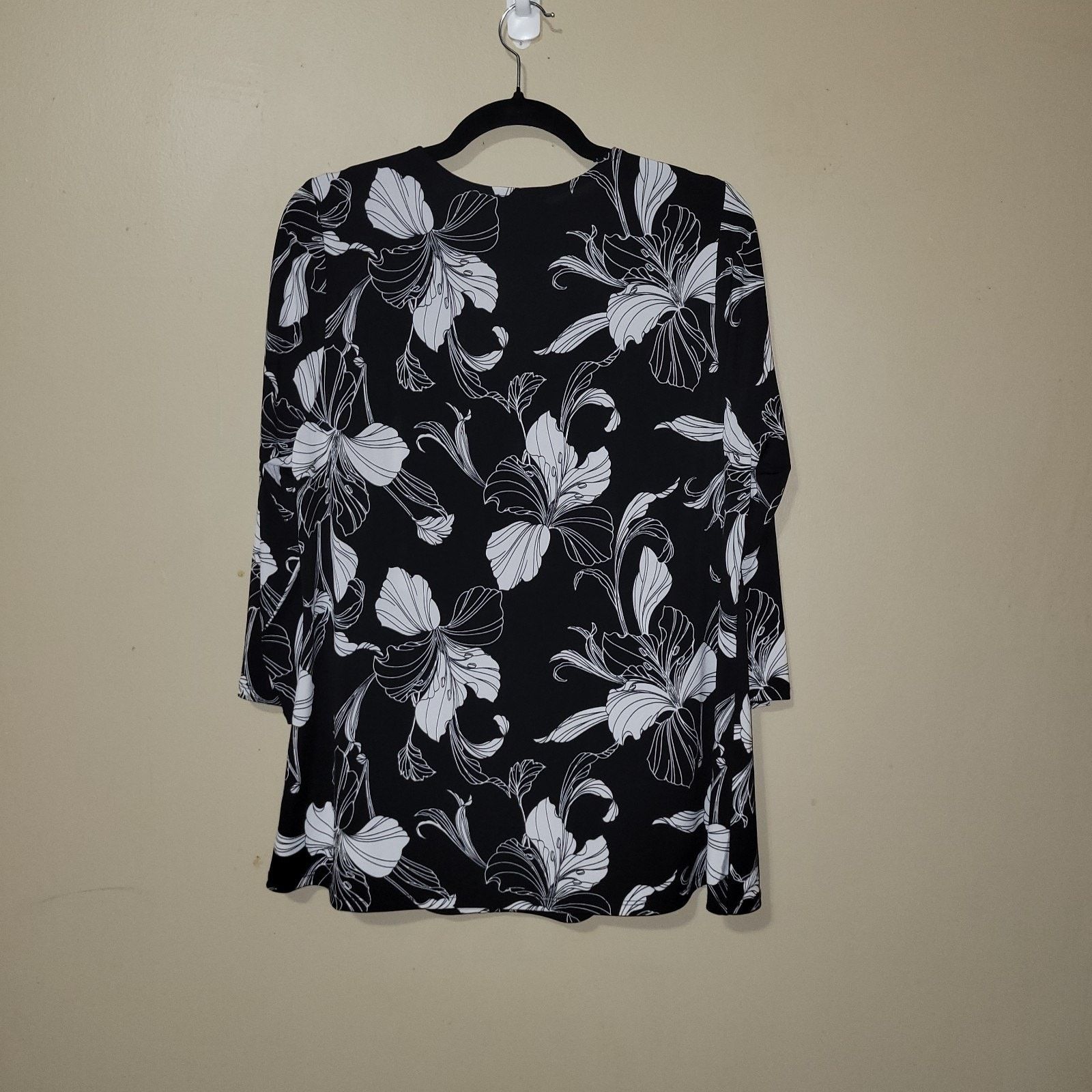 & Other Stories Lane Bryant Tunic Top 14/16 Black Floral Print V-Neck Lined Size XL / US 12-14 / IT 48-50 - 10 Thumbnail