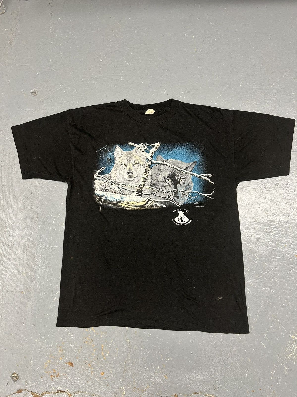 Vintage Crazy Vintage 90s Essential Black Wolf Animal Nature T-Shirt Size US L / EU 52-54 / 3 - 1 Thumbnail