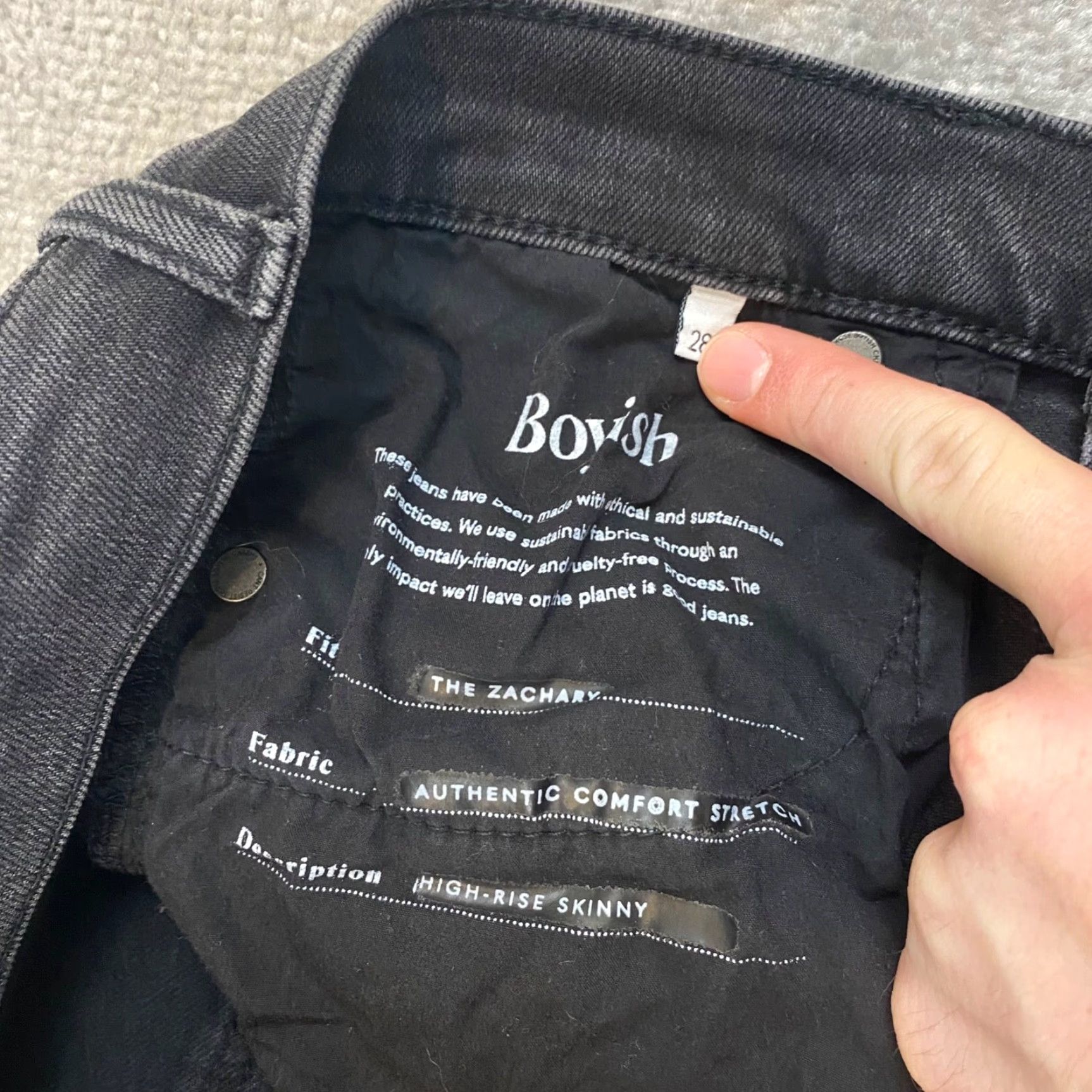 Boyish Boyish The Zachary Jeans Womens 28 Charcoal Gray High-Rise Skinny Denim Pants Jeans Size 28" / US 6 / IT 42 - 2 Thumbnail