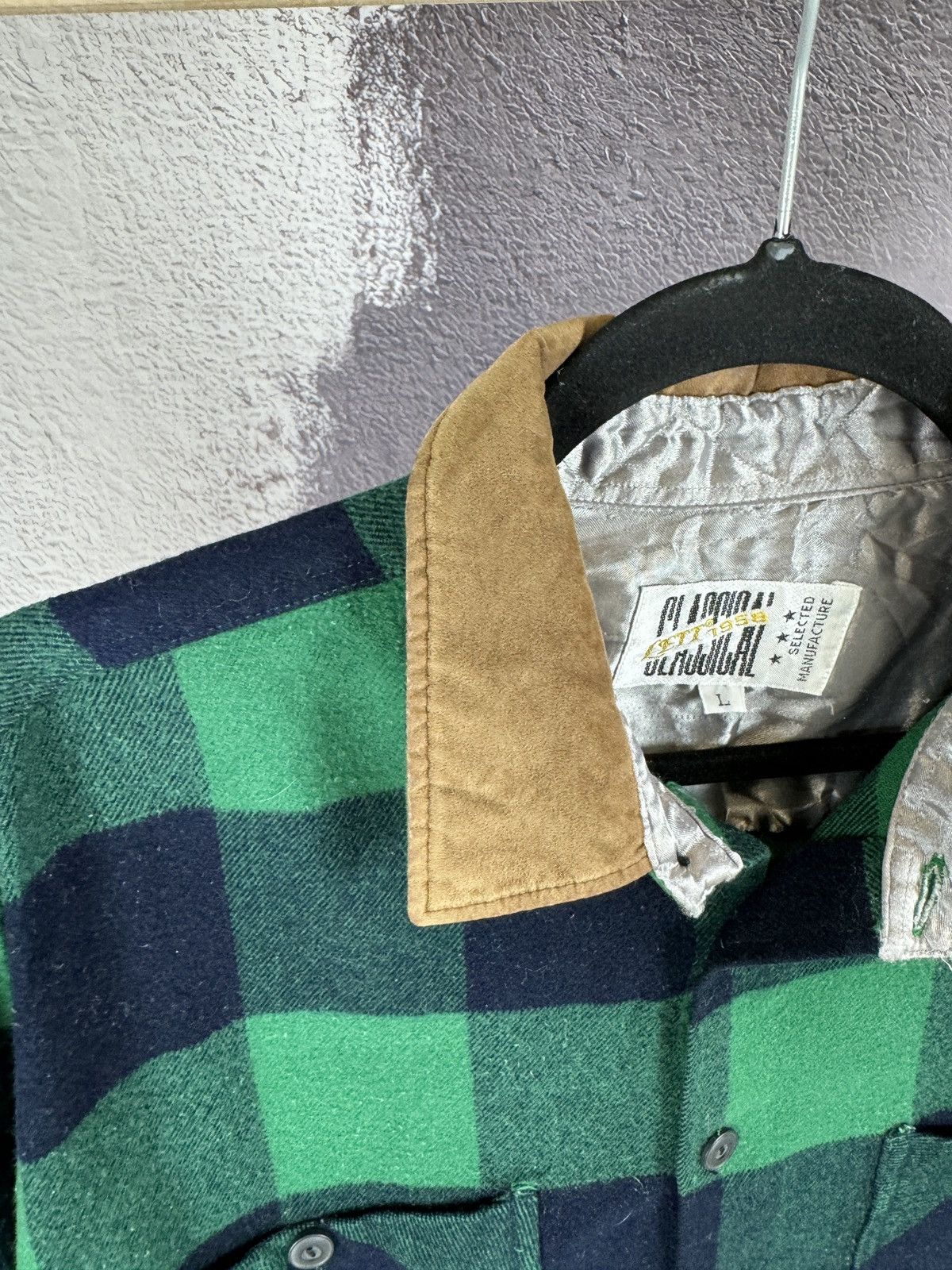 Flannel × Japanese Brand × Vintage Japan Classical LETT 1958 vintage flannel leather trim shirt Size US L / EU 52-54 / 3 - 8 Thumbnail