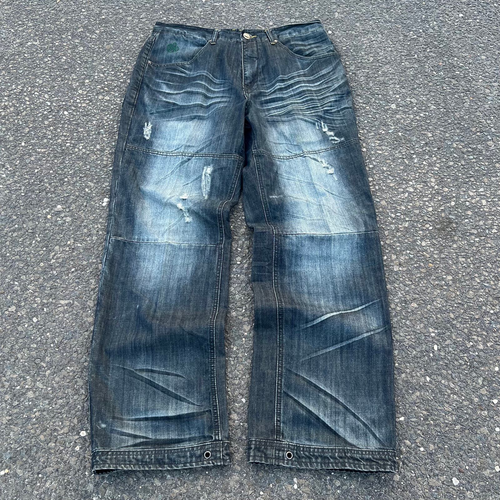 image of Vintage Eight 732 Brand Y2K Baggy Denim Dark Wash Jeans in Blue, Men's (Size 36)