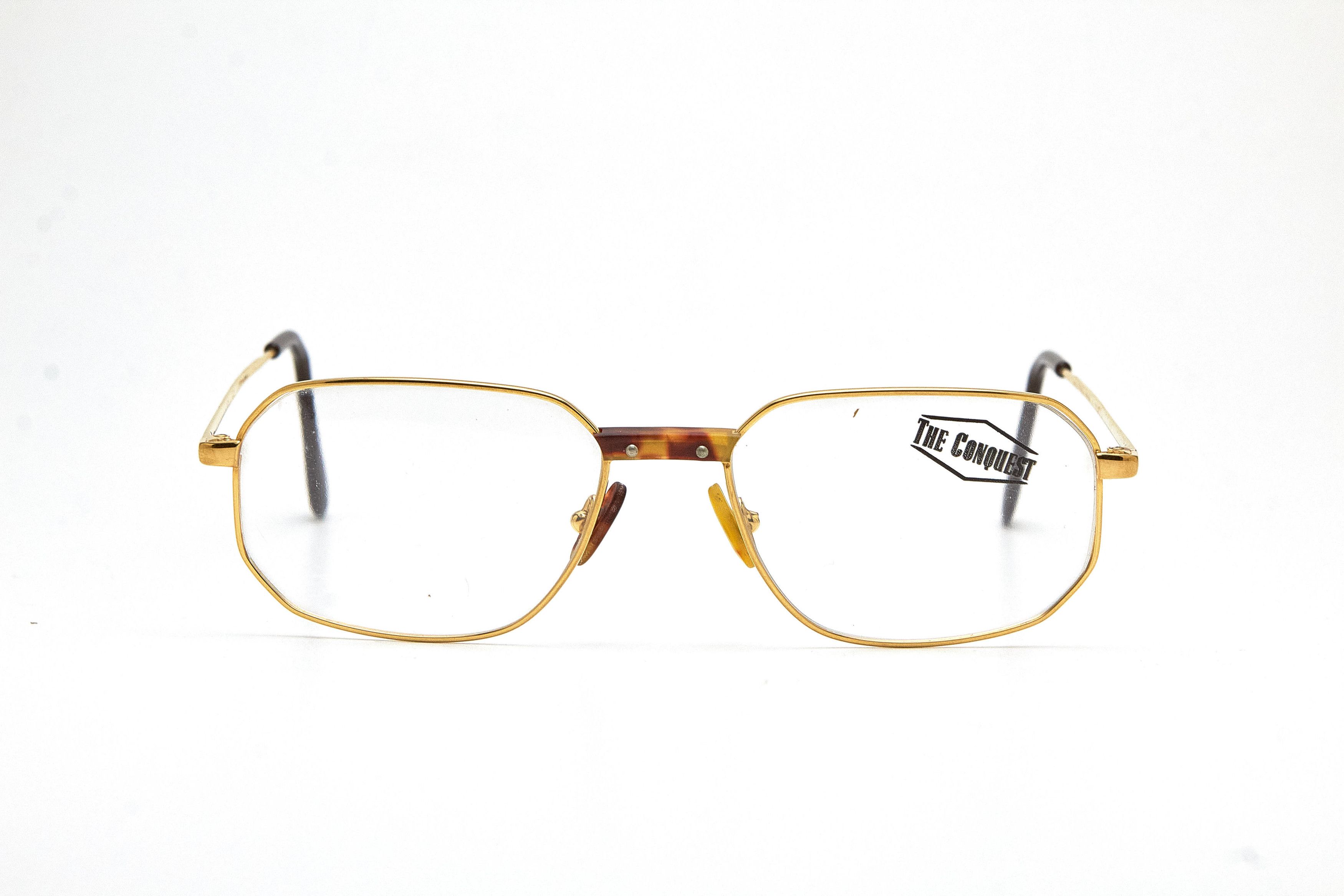 Vintage Old Money CONQUEST Gold Tortoise Rectangular Quiet Lux Specs Size ONE SIZE - 2 Thumbnail