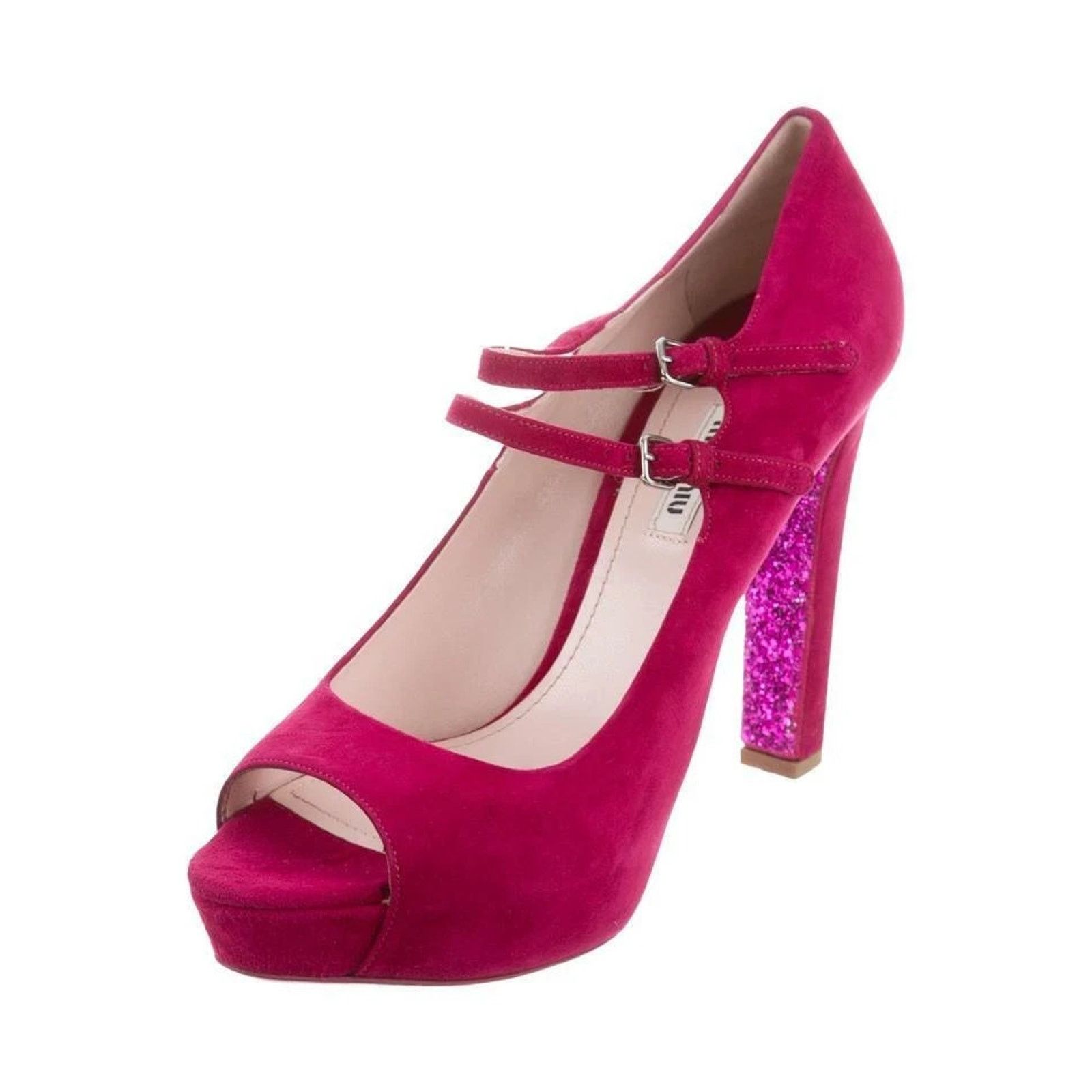 Miu Miu MIU MIU PRADA 5KP238 BURGUNDY SUEDE PEEP STRAPPY PUMPS 41 IT Size US 11 / IT 41 - 4 Thumbnail