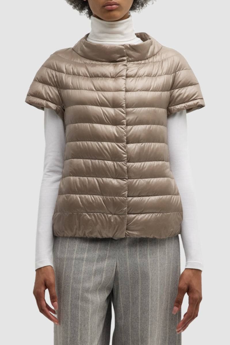 Herno Herno Emilia Cap Sleeve Quilted Gold Down Jacket Size L / US 10 / IT 46 - 2 Thumbnail