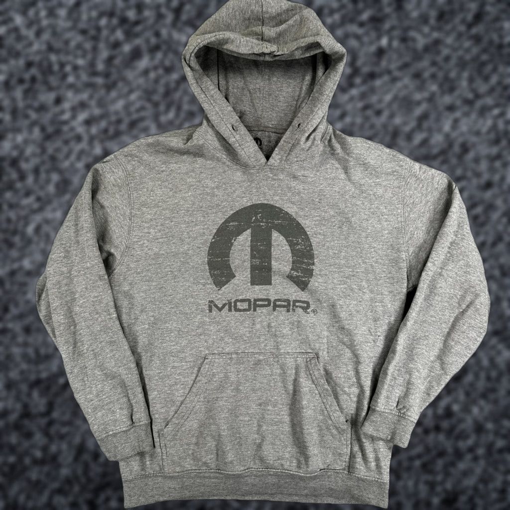 Logo 7 Mopar Hoodie Mens Small Gray Fleece Pullover Logo Graphic Sweatshirt Crew Neck Pockets Size US S / EU 44-46 / 1 - 1 Thumbnail