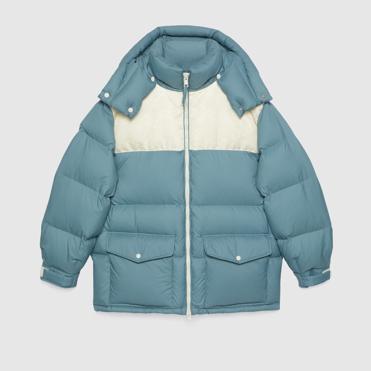 Gucci o1w1db10525 Nylon Down Jacket With GG Inserts' in Blue/White Size US L / EU 52-54 / 3 - 1 Thumbnail