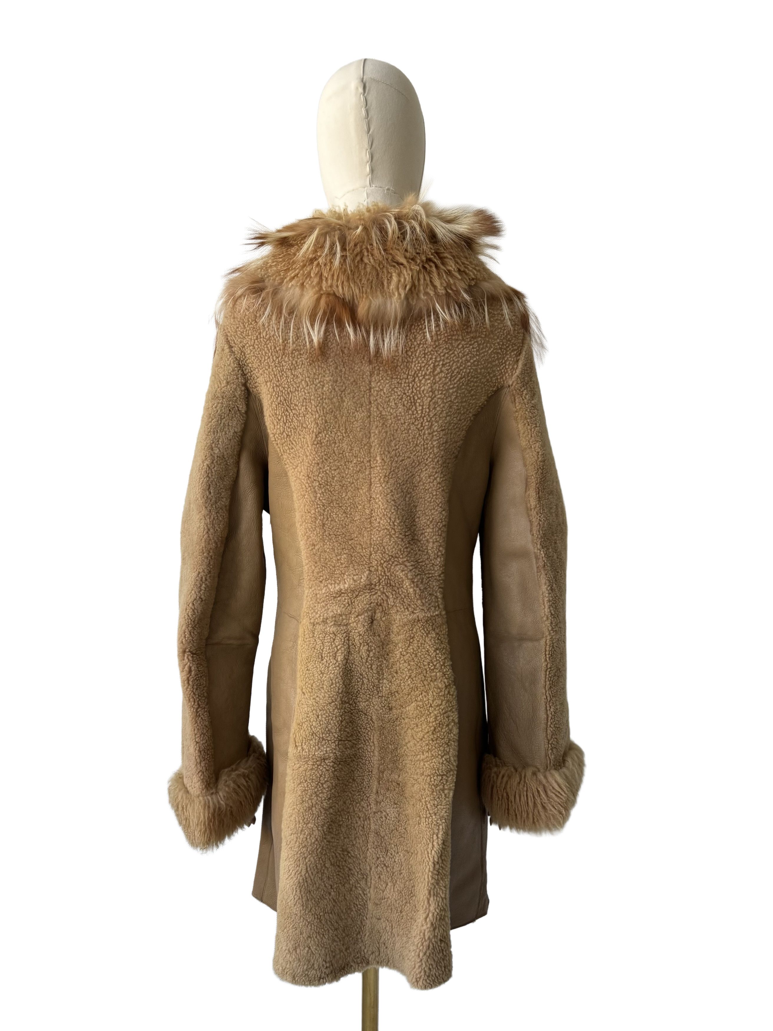 Vintage Vintage Beige Sheepskin Leather Coat Shearling Long Fur Trim Size M / US 6-8 / IT 42-44 - 4 Thumbnail