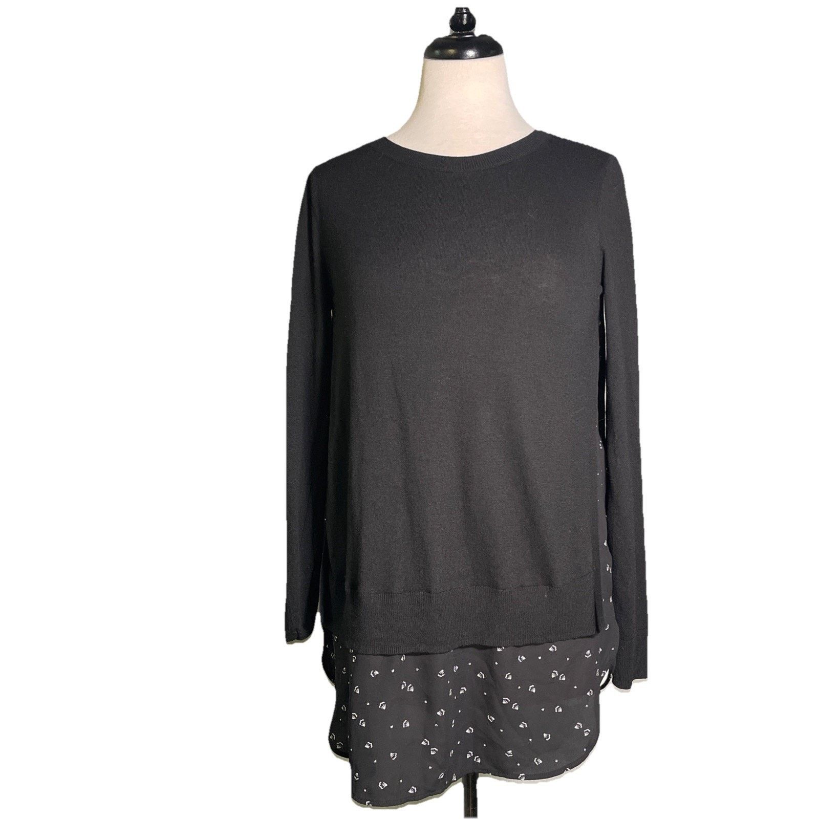 Loft LOFT Women’s Black Sweater SM with Tunic Top Under EUC Size S / US 4 / IT 40 - 1 Thumbnail
