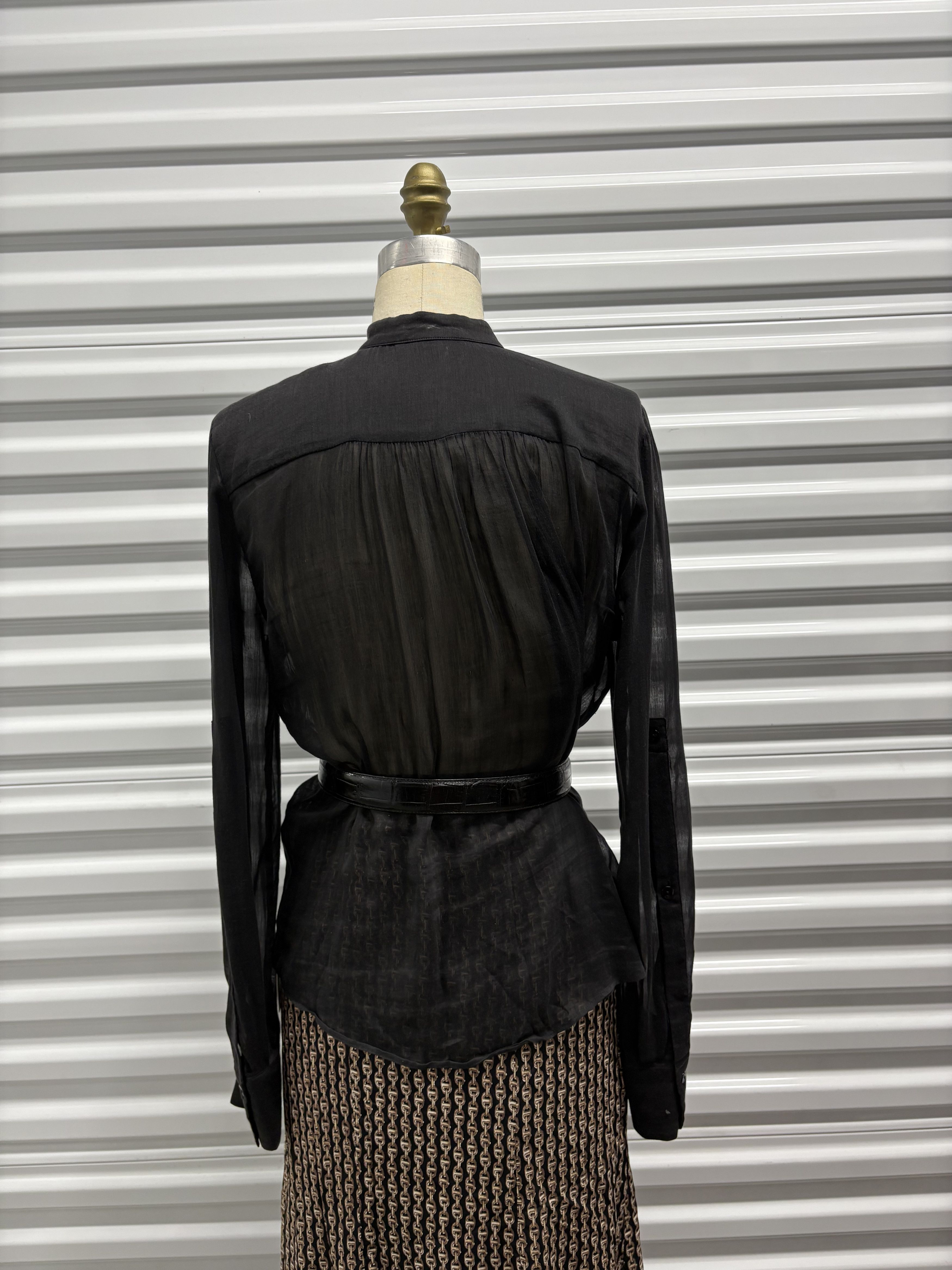 plein sud Vintage 90s Plein Sud Sheer Silk Lace Ruffle Blouse Size L / US 10 / IT 46 - 5 Thumbnail