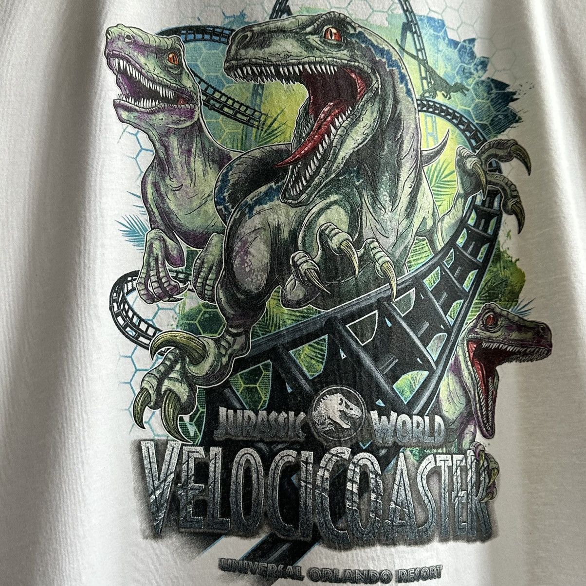Universal Studios × Vintage Jurassic World Universal Studios VelociCoaster Raptors Tee Size US XL / EU 56 / 4 - 4 Thumbnail