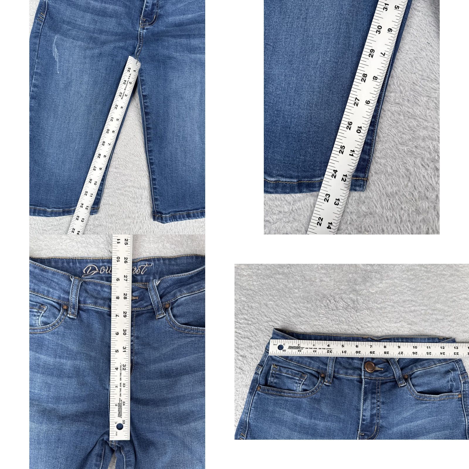 Denime DownEast Jeans Womens Capri 8 Blue Distressed Mid Rise Zip Fly Denim Stretch 5-Pocket City Size 30" / US 8 / IT 44 - 8 Thumbnail