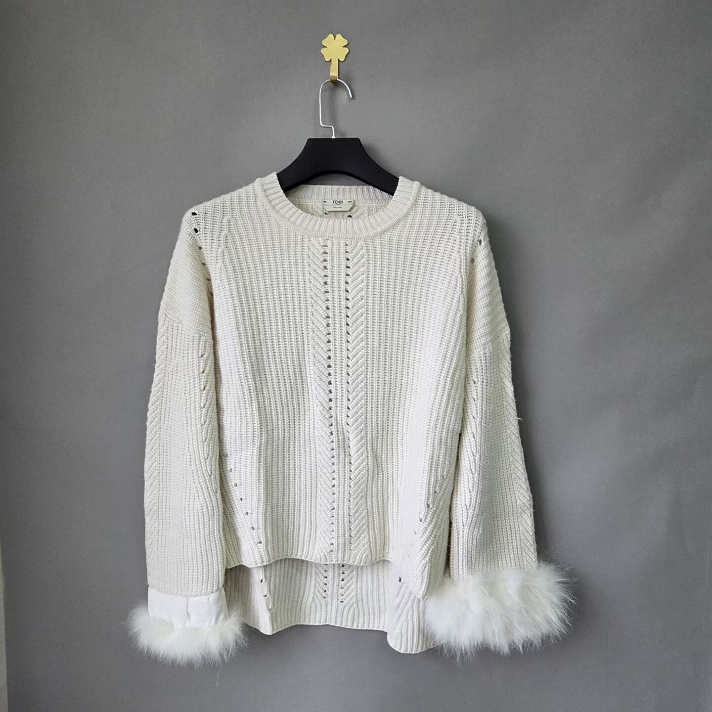 fendi cashmere sweater with fox fur cuffs