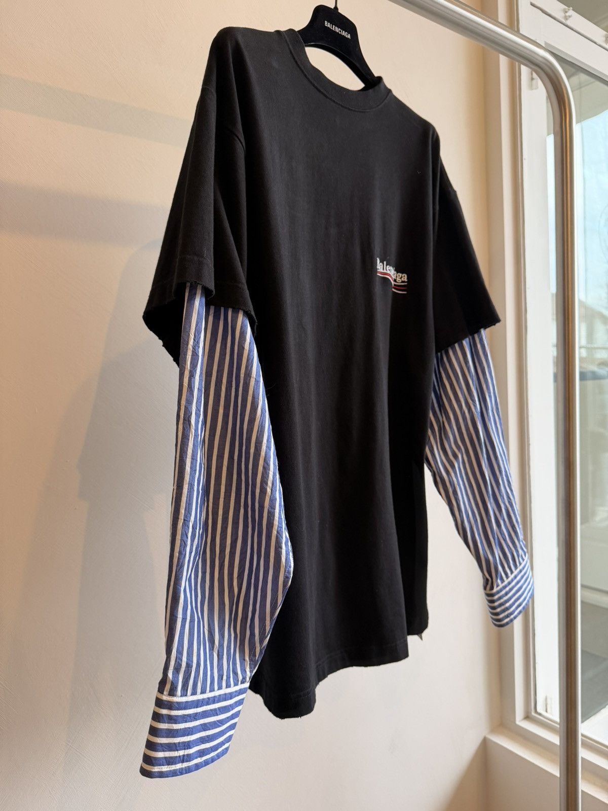 Balenciaga Balenciaga Political Campaign Long T-Shirt Black/Blue Stripe Size US S / EU 44-46 / 1 - 3 Thumbnail