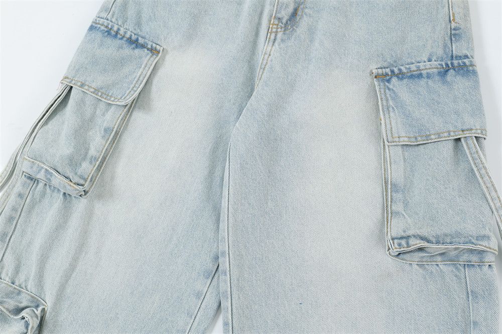 Japanese Brand × Jean Men's trendy multi-pocket loose wide-leg washed work jeans Size US 32 / EU 48 - 6 Thumbnail