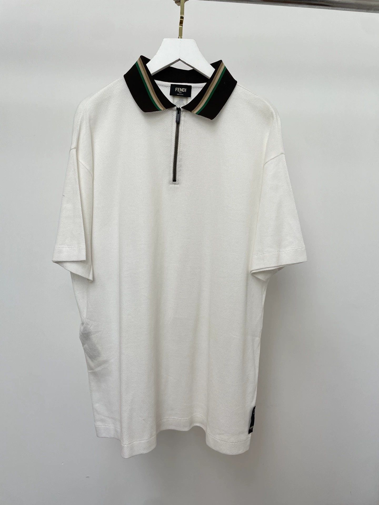 Fendi FENDI Summer White M Color-Blocked Collar Zipper Polo Shirt Size US M / EU 48-50 / 2 - 1 Thumbnail