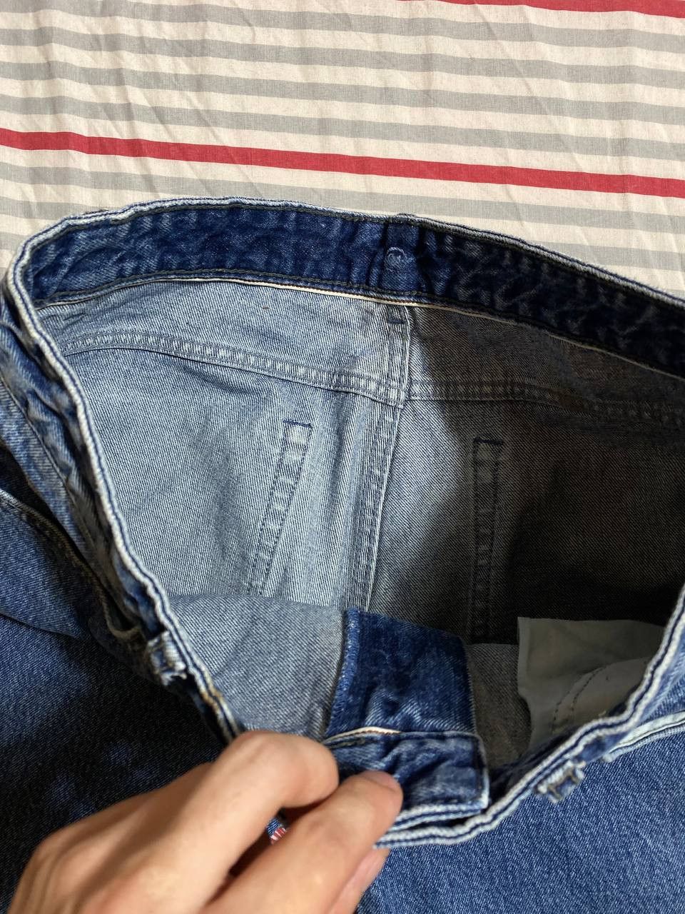 Japanese Brand Distressed Dirty Patchwork Flared Denim Jeans Crush Faded Size US 32 / EU 48 - 7 Thumbnail