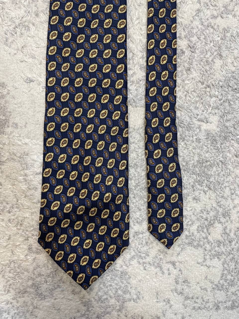Bally Bally 100% Silk Tie Paisley Navy Gold Luxury Vintage Size ONE SIZE - 2 Thumbnail