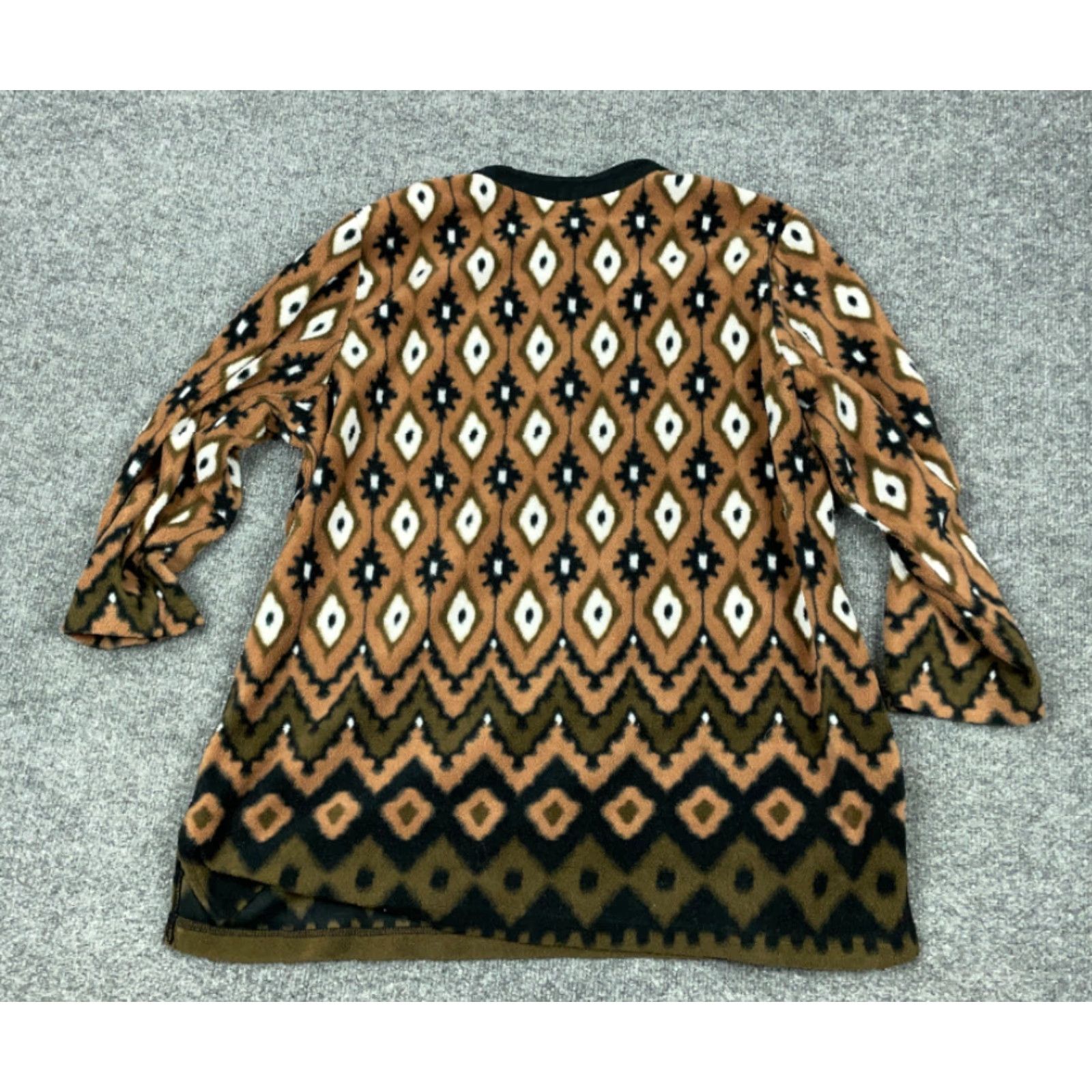 Bob Mackie Bob Mackie Brown Aztec Tribal Motif 1/2 Zip Fleece Pullover Women's Large Size L / US 10 / IT 46 - 2 Thumbnail