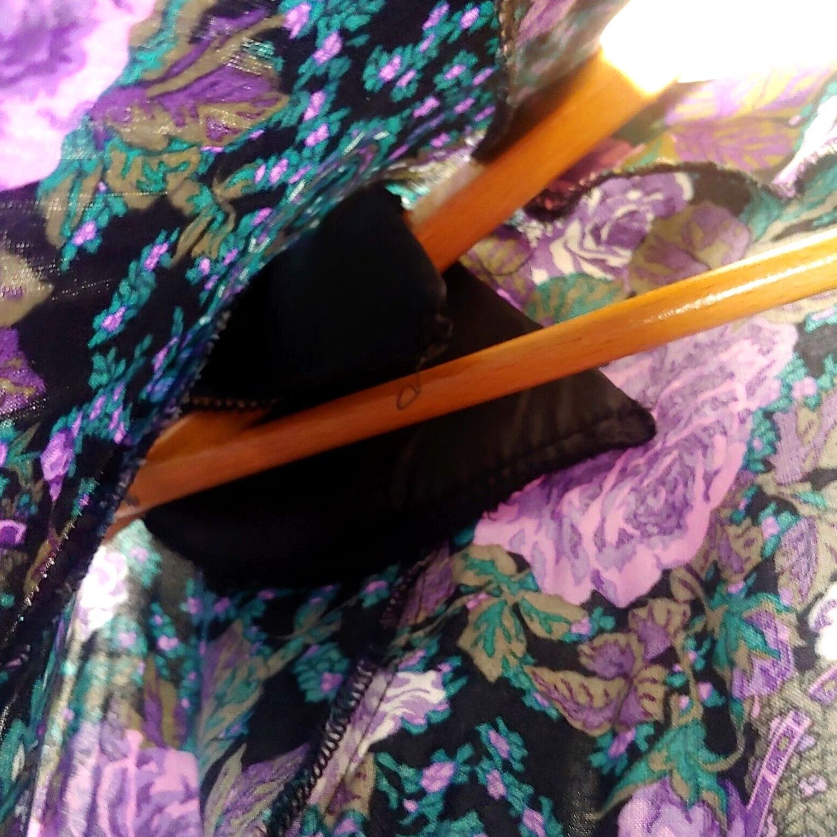 Vintage VINTAGE Karin Stevens Outfit Skirt Shirt Set Black Purple Floral Paisley Size 8 Womens Size M / US 6-8 / IT 42-44 - 7 Thumbnail