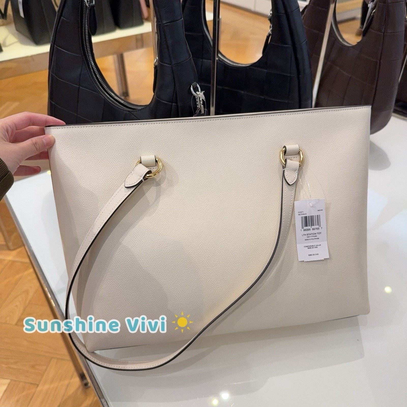 Coach NWT COACH CCD71 Station Tote Bag Crossgrain leather Chalk Size ONE SIZE - 6 Thumbnail