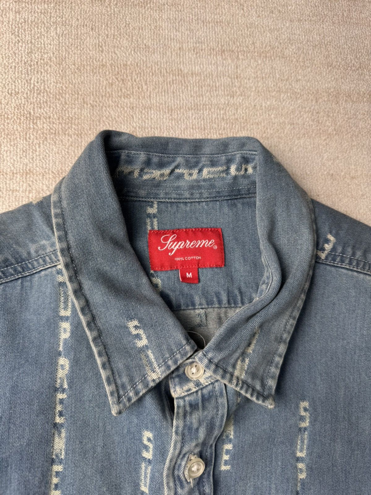 Supreme Supreme logo stripe jacquard denim shirt M Size US M / EU 48-50 / 2 - 3 Thumbnail