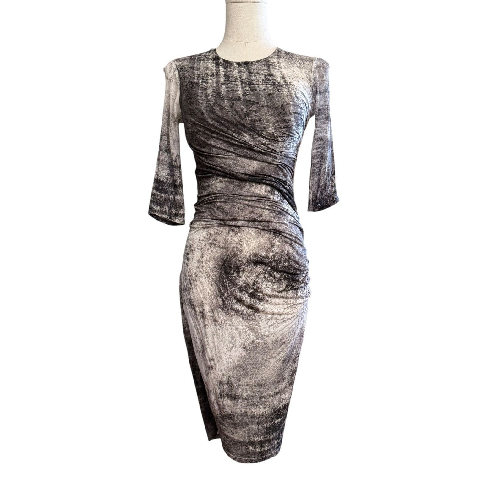 Helmut Lang Helmut Lang New Nova Print Ruched Jersey Dress Size P Size XXS / US 00 / IT 34 - 5 Thumbnail
