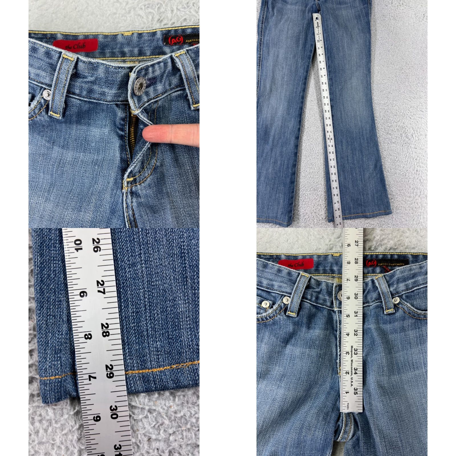 Denime AG Adriano Goldschmied Jeans Women's 29 Blue Denim Flared Embroidered 5-Pocket Cotton Blend Modern Fit Adult Women’s Size 29 Blue Size 29" - 8 Thumbnail